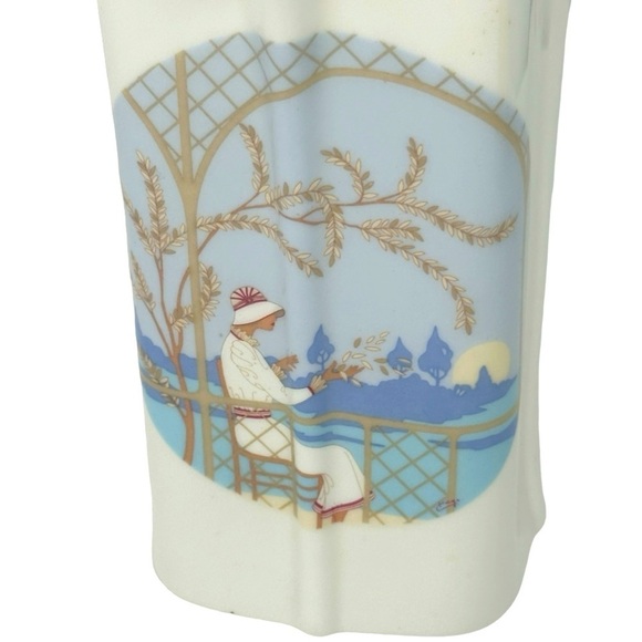 VTG Art Deco Fine Bone China Vase Roaring 20’s Woman Sitting Lake Great Gatsby - Picture 2 of 9